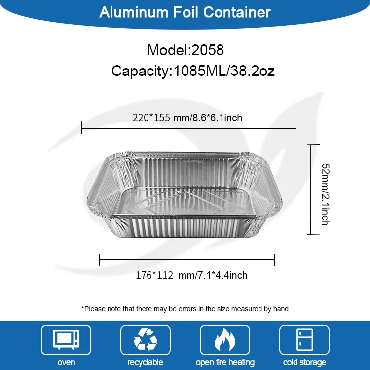 పునర్వినియోగపరచలేని బార్బెక్యూ లంచ్ బాక్స్ సిల్వర్ అల్యూమినియం రేకు కంటైనర్లు