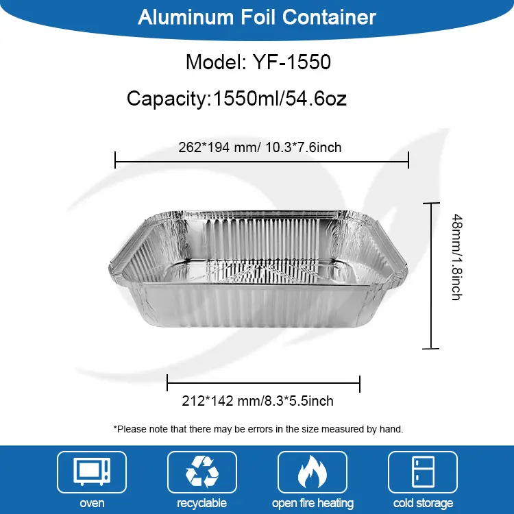 దీర్ఘచతురస్రాకార టేక్-అవుట్ బార్బెక్యూ సిల్వర్ అల్యూమినియం రేకు కంటైనర్లు