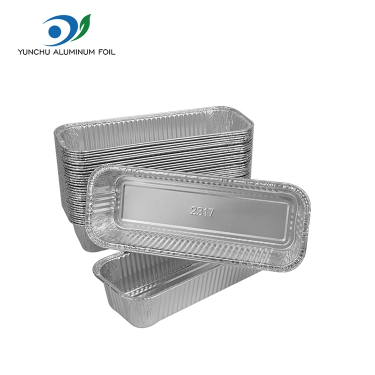 దీర్ఘచతురస్రాకార బాగెట్స్ సిల్వర్ అల్యూమినియం రేకు కంటైనర్లు దీర్ఘచతురస్రాకార బాగెట్స్ సిల్వర్ అల్యూమినియం రేకు కంటైనర్లు