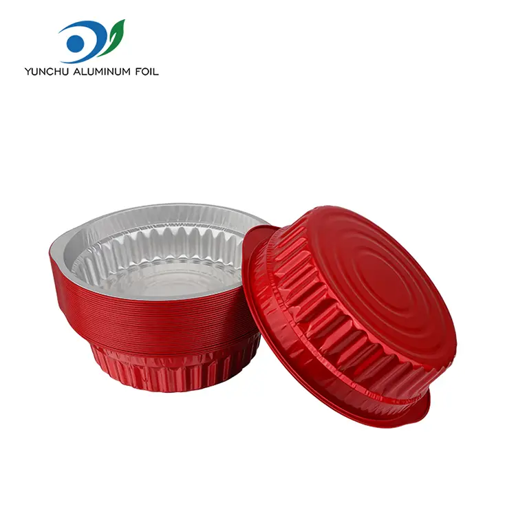 పునర్వినియోగపరచలేని హాట్ పాట్ కుండలు మరియు చిప్పలు ఎరుపు అల్యూమినియం రేకు కంటైనర్లు