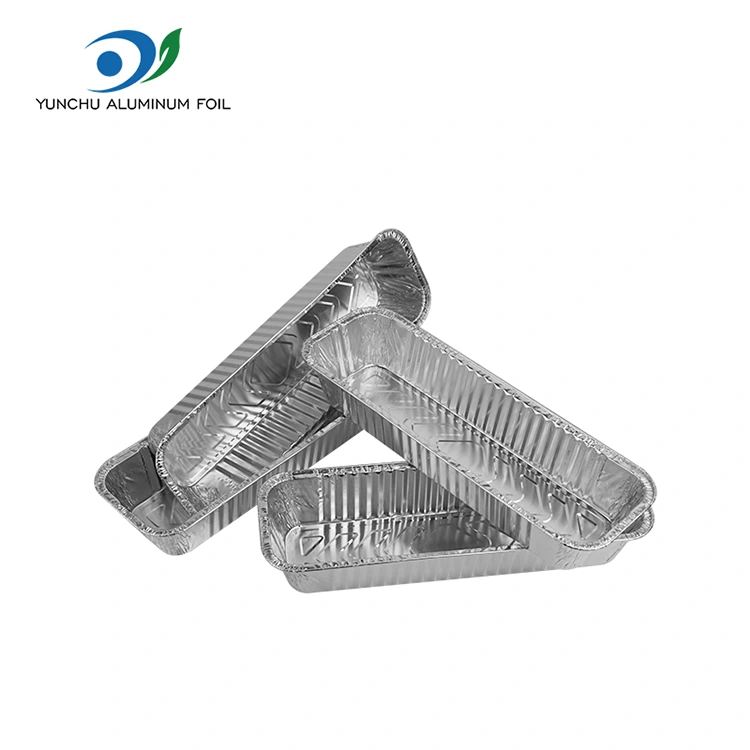 దీర్ఘచతురస్రాకార బేకింగ్ బార్బెక్యూ సిల్వర్ అల్యూమినియం రేకు కంటైనర్లు