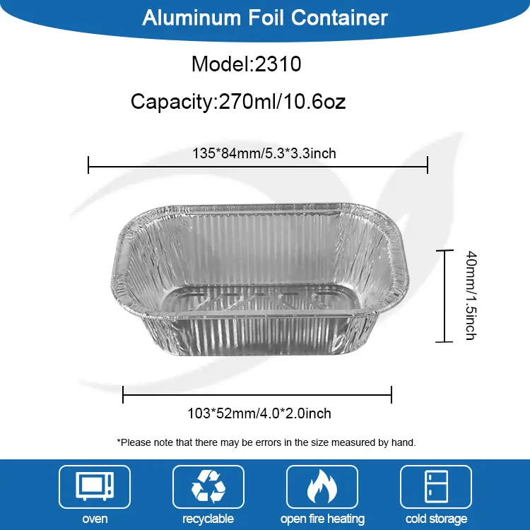 స్క్వేర్ ఎయిర్ ఫ్రైయర్ క్యాటరింగ్ సిల్వర్ అల్యూమినియం రేకు కంటైనర్లు