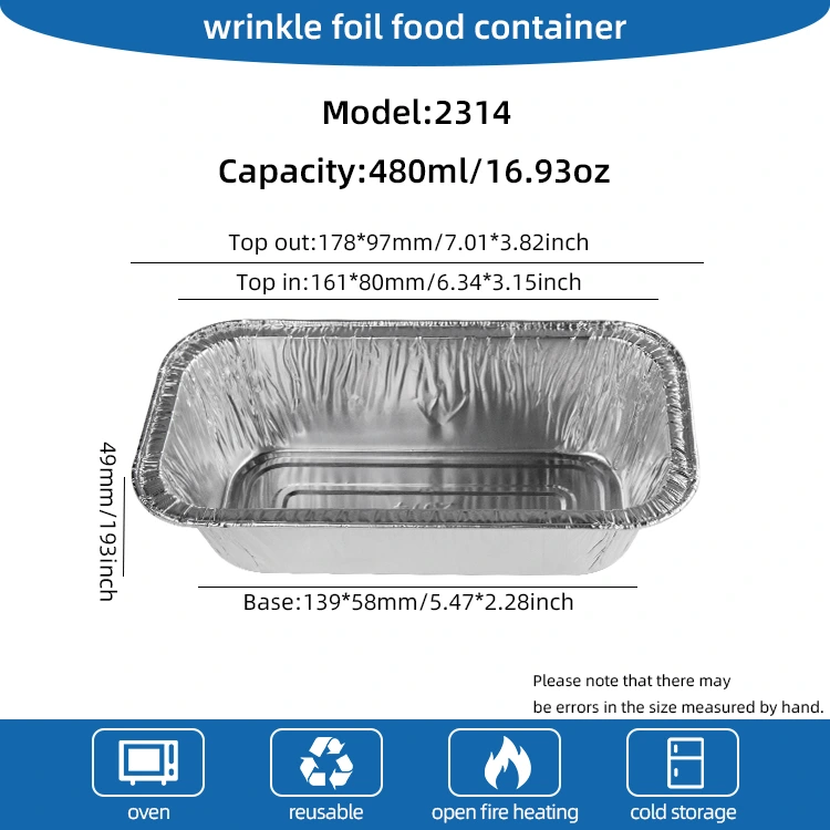 దీర్ఘచతురస్రాకార ఎయిర్ ఫ్రైయర్ బేకింగ్ సిల్వర్ అల్యూమినియం రేకు కంటైనర్లు