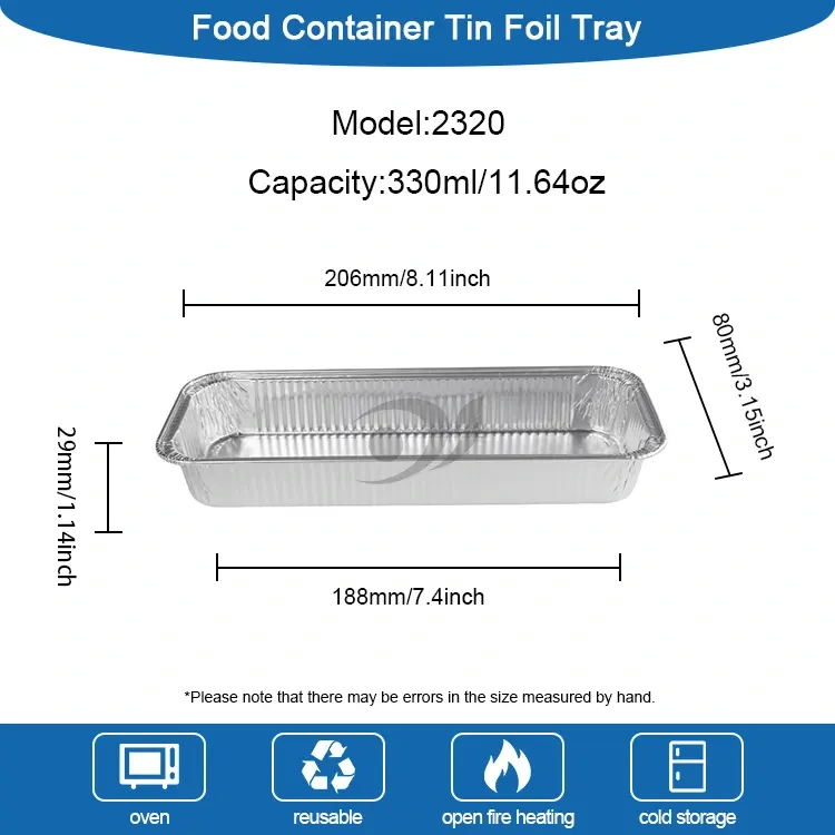 దీర్ఘచతురస్రాకార కాల్చిన బ్రెడ్ సిల్వర్ అల్యూమినియం రేకు కంటైనర్లు