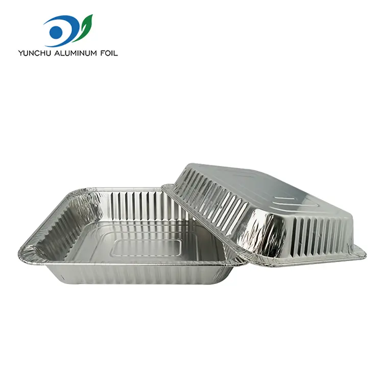 దీర్ఘచతురస్రాకార టేకావే టర్కీ ప్లేట్ సిల్వర్ అల్యూమినియం రేకు కంటైనర్లు