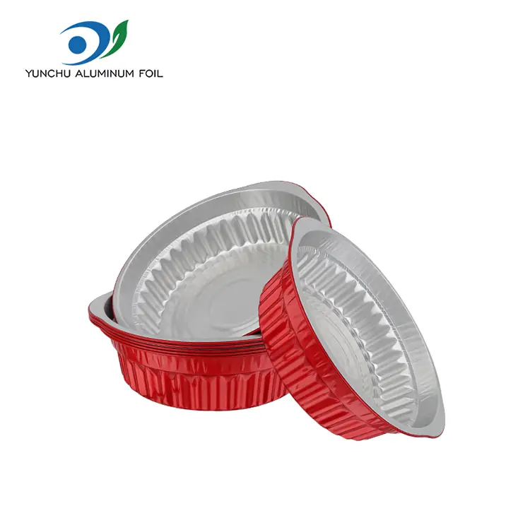 పునర్వినియోగపరచలేని హాట్ పాట్ కుండలు మరియు చిప్పలు ఎరుపు అల్యూమినియం రేకు కంటైనర్లు