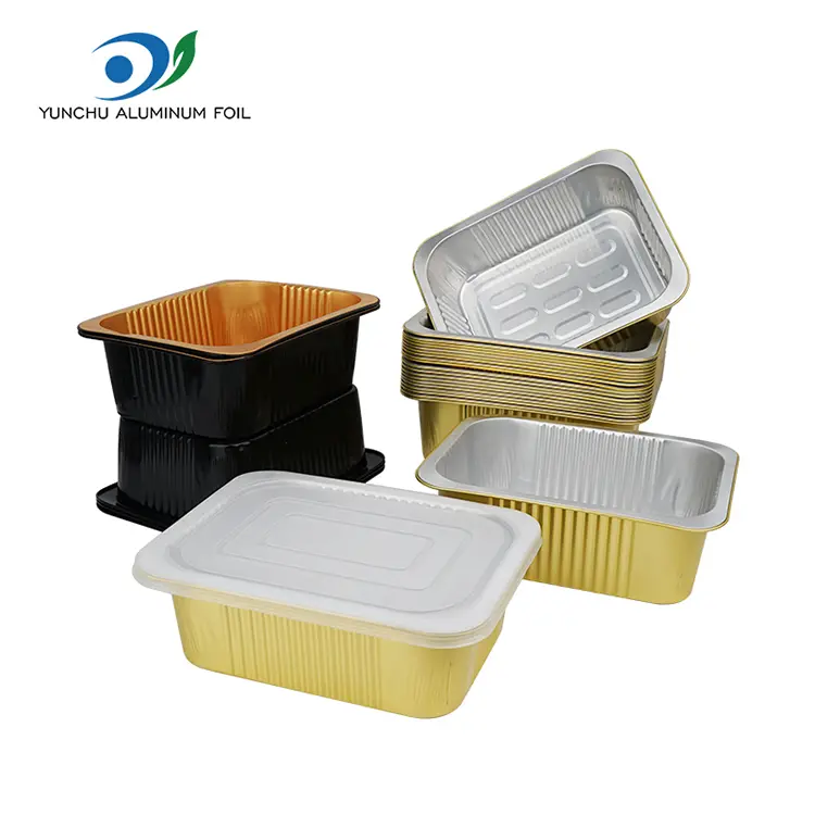 పునర్వినియోగపరచలేని సీల్స్ స్క్వేర్ అల్యూమినియం రేకు కంటైనర్లు