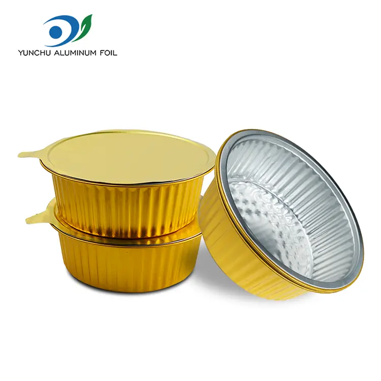 పునర్వినియోగపరచలేని బేకింగ్ ట్రేలు రౌండ్ అల్యూమినియం రేకు కంటైనర్లు పునర్వినియోగపరచలేని బేకింగ్ ట్రేలు రౌండ్ అల్యూమినియం రేకు కంటైనర్లు