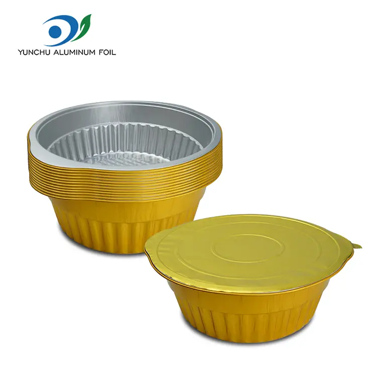 పునర్వినియోగపరచలేని హాట్ పాట్ గోల్డెన్ రౌండ్ అల్యూమినియం రేకు కంటైనర్లు