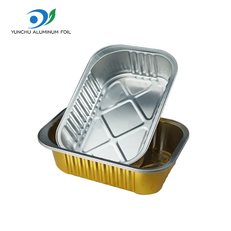 పునర్వినియోగపరచలేని దీర్ఘచతురస్రాకార గ్రిల్ అల్యూమినియం రేకు కంటైనర్లు