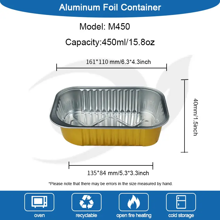 పునర్వినియోగపరచలేని దీర్ఘచతురస్రాకార గ్రిల్ అల్యూమినియం రేకు కంటైనర్లు