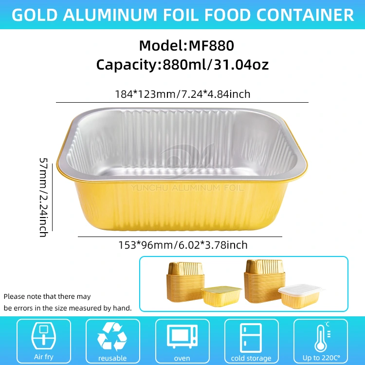 పునర్వినియోగపరచలేని స్క్వేర్ సీల్ గ్రాటిన్ అల్యూమినియం రేకు కంటైనర్లు