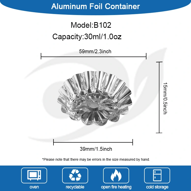 గుడ్డు టార్ట్లను ఎయిర్ ఫ్రైయర్ సిల్వర్ అల్యూమినియం రేకు ఆహార కంటైనర్లో కాల్చారు