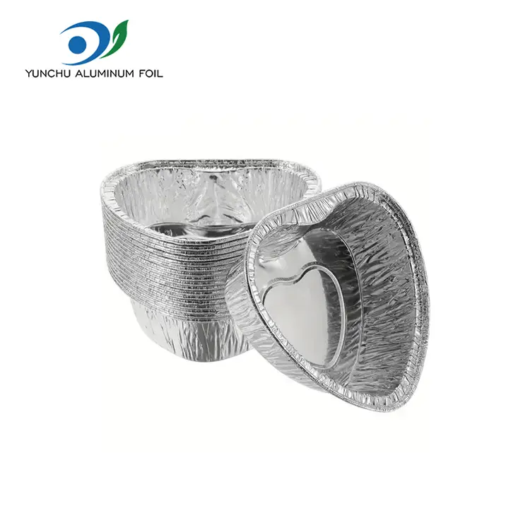 గుండె ఆకారంలో ఉన్న కేక్ ఎయిర్ ఫ్రైయర్ సిల్వర్ అల్యూమినియం రేకు కంటైనర్లు గుండె ఆకారంలో ఉన్న కేక్ ఎయిర్ ఫ్రైయర్ సిల్వర్ అల్యూమినియం రేకు కంటైనర్లు