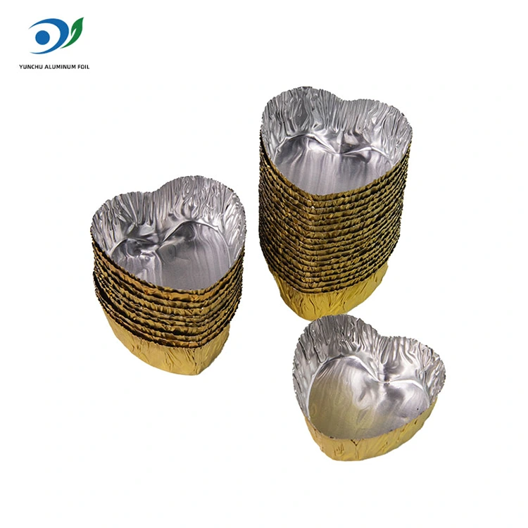 గుండె ఆకారంలో ఉన్న మినీ-బేక్ సిల్వర్ అల్యూమినియం రేకు ఆహార కంటైనర్