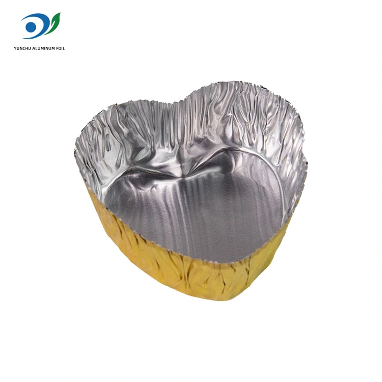 గుండె ఆకారంలో ఉన్న మినీ-బేక్ సిల్వర్ అల్యూమినియం రేకు ఆహార కంటైనర్