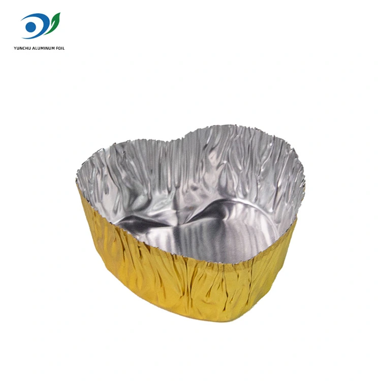 గుండె ఆకారంలో ఉన్న మినీ-బేక్ సిల్వర్ అల్యూమినియం రేకు ఆహార కంటైనర్