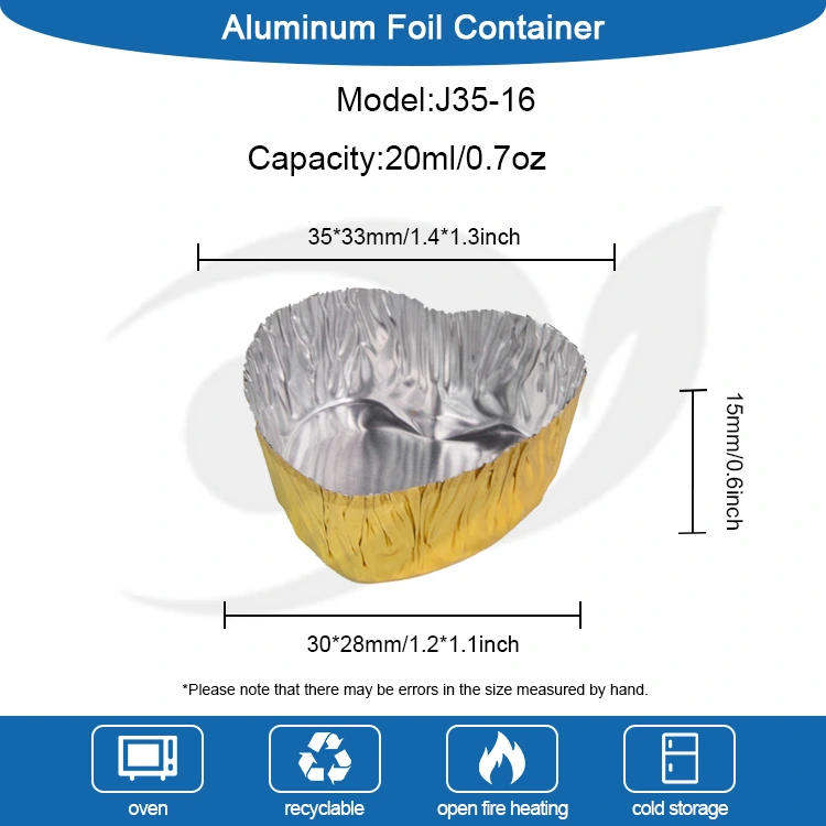 గుండె ఆకారంలో ఉన్న మినీ-బేక్ సిల్వర్ అల్యూమినియం రేకు ఆహార కంటైనర్