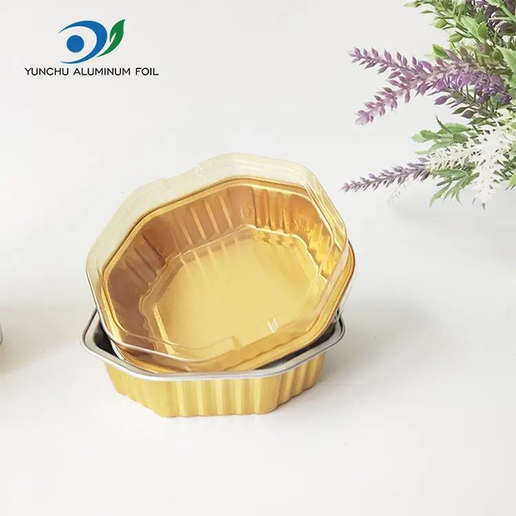 షట్కోణ టేకావే హీట్ సీల్డ్ స్మూత్వాల్ అల్యూమినియం రేకు కంటైనర్లు