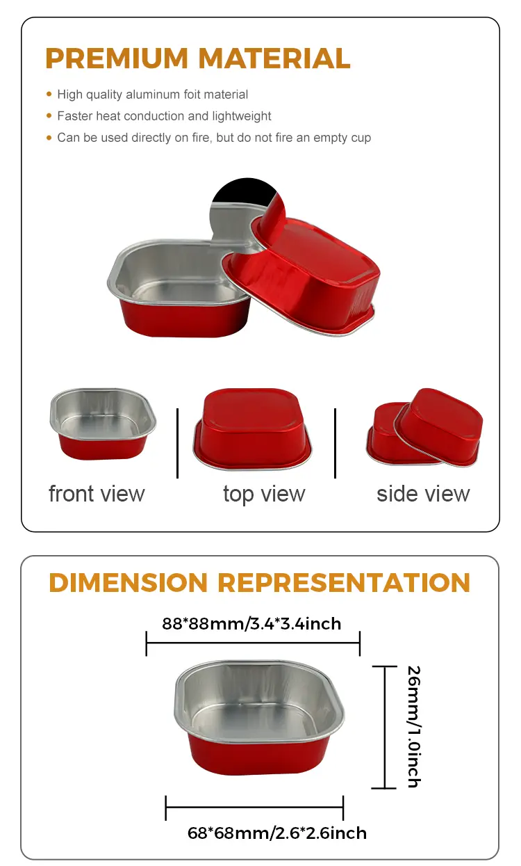 Square Bake thickened Smoothwall Aluminum Foil Containers