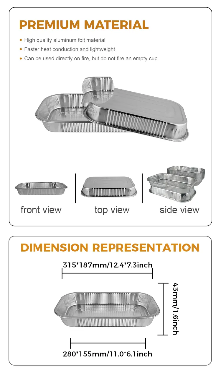 Disposable takeaway lunch boxes Aluminum Foil Containers