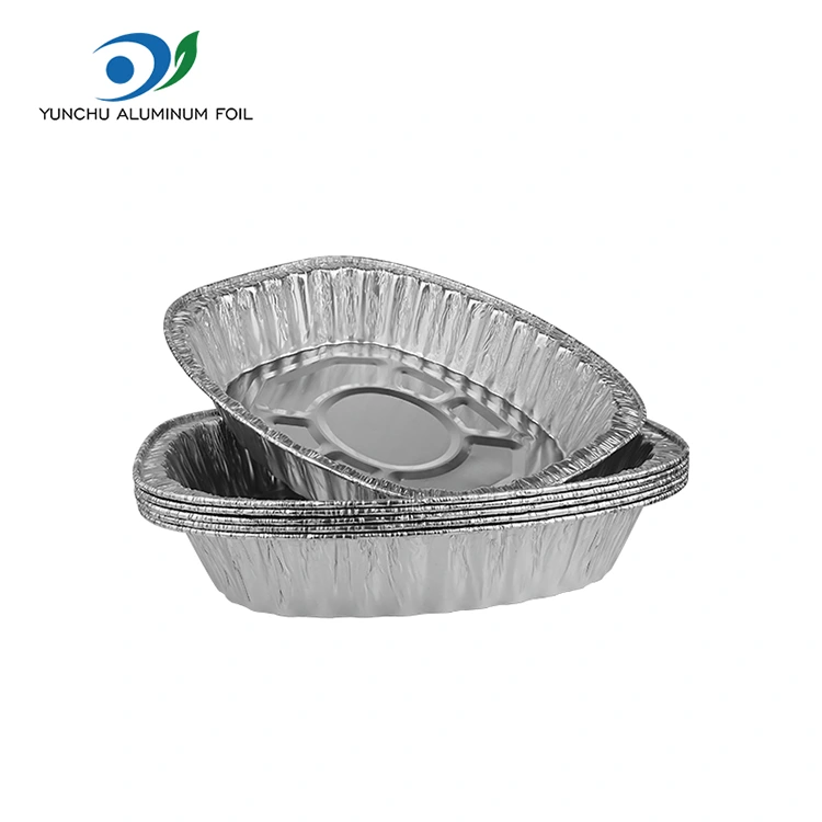 పెద్ద సామర్థ్యం గల గ్రిల్డ్ చికెన్ గ్రిడ్ సిల్వర్ అల్యూమినియం రేకు కంటైనర్లు పెద్ద సామర్థ్యం గల గ్రిల్డ్ చికెన్ గ్రిడ్ సిల్వర్ అల్యూమినియం రేకు కంటైనర్లు