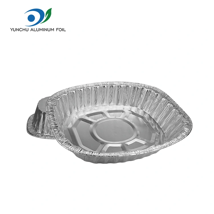 పెద్ద సామర్థ్యం గల గ్రిల్డ్ చికెన్ గ్రిడ్ సిల్వర్ అల్యూమినియం రేకు కంటైనర్లు