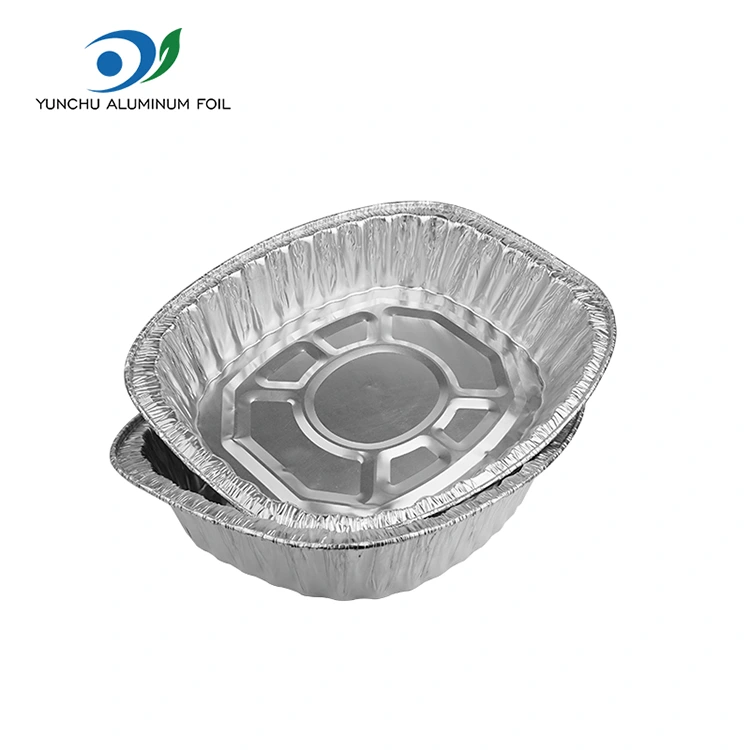 పెద్ద సామర్థ్యం గల గ్రిల్డ్ చికెన్ గ్రిడ్ సిల్వర్ అల్యూమినియం రేకు కంటైనర్లు