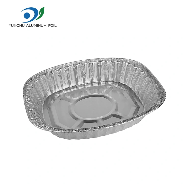 పెద్ద సామర్థ్యం గల గ్రిల్డ్ చికెన్ గ్రిడ్ సిల్వర్ అల్యూమినియం రేకు కంటైనర్లు