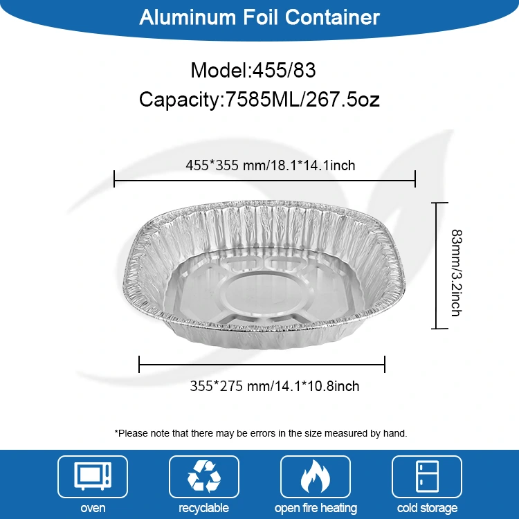 పెద్ద సామర్థ్యం గల గ్రిల్డ్ చికెన్ గ్రిడ్ సిల్వర్ అల్యూమినియం రేకు కంటైనర్లు