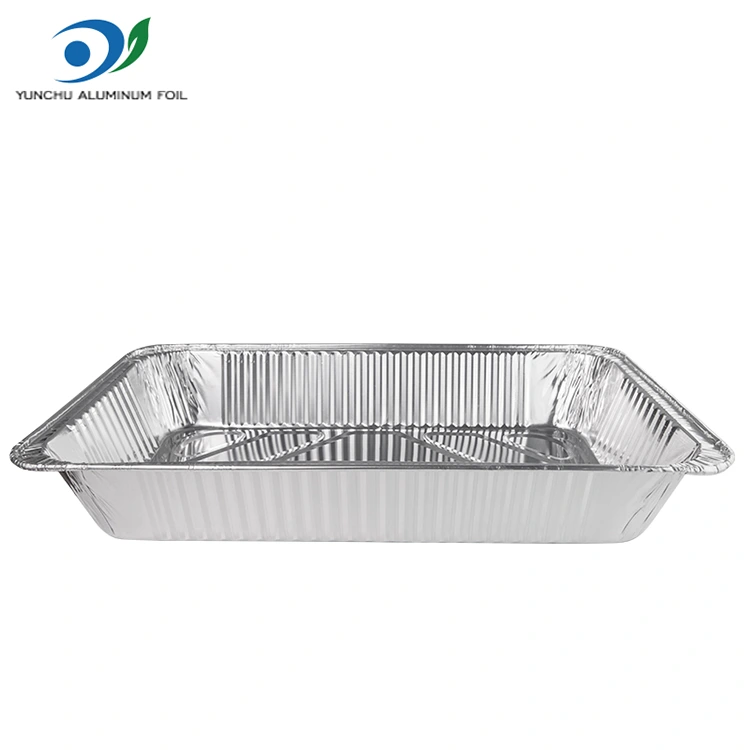 పెద్ద సామర్థ్యం గల బహిరంగ బేకింగ్ ట్రే సిల్వర్ అల్యూమినియం రేకు కంటైనర్లు పెద్ద సామర్థ్యం గల బహిరంగ బేకింగ్ ట్రే సిల్వర్ అల్యూమినియం రేకు కంటైనర్లు