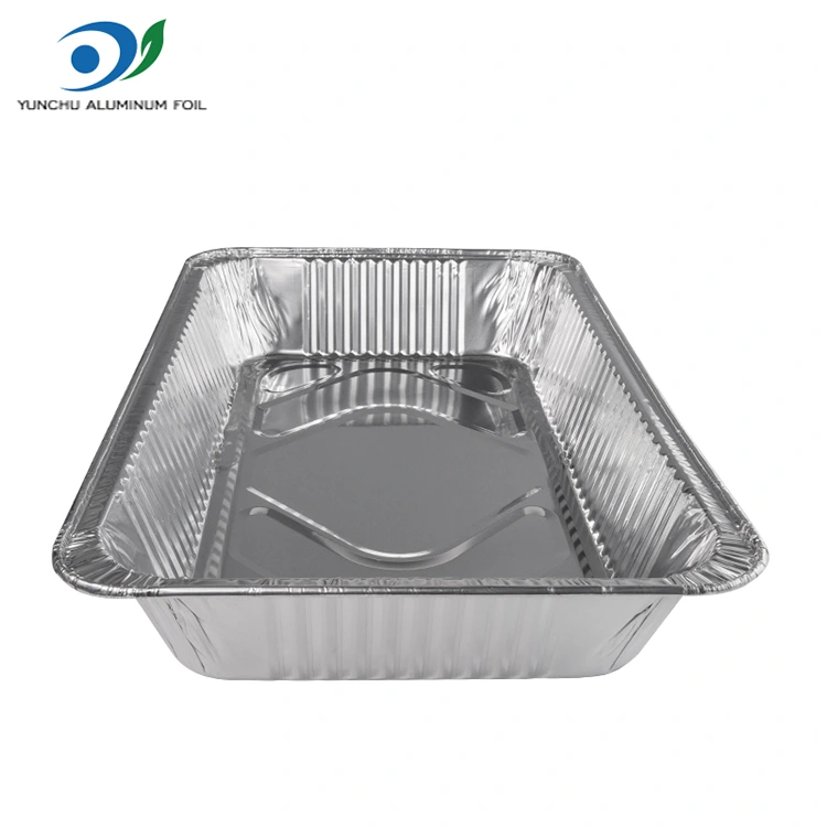 పెద్ద సామర్థ్యం గల బహిరంగ బేకింగ్ ట్రే సిల్వర్ అల్యూమినియం రేకు కంటైనర్లు
