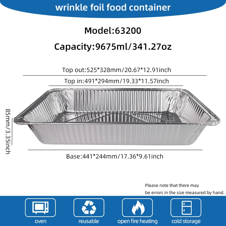 పెద్ద సామర్థ్యం గల బహిరంగ బేకింగ్ ట్రే సిల్వర్ అల్యూమినియం రేకు కంటైనర్లు