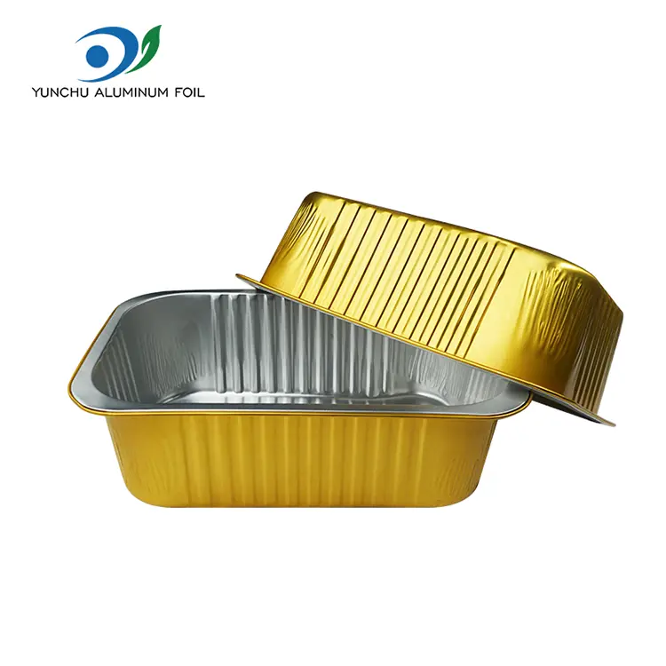 పెద్ద సామర్థ్యం దీర్ఘచతురస్రాకార బంగారు అల్యూమినియం రేకు కంటైనర్లు