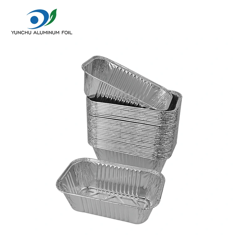 దీర్ఘచతురస్రాకార ఎయిర్ ఫ్రైయర్ గ్రిల్ సిల్వర్ అల్యూమినియం రేకు కంటైనర్లు