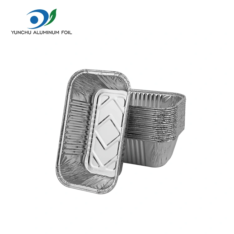 దీర్ఘచతురస్రాకార ఎయిర్ ఫ్రైయర్ గ్రిల్ సిల్వర్ అల్యూమినియం రేకు కంటైనర్లు