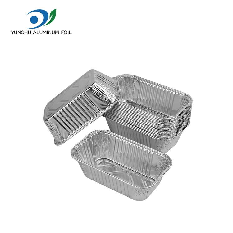 దీర్ఘచతురస్రాకార ఎయిర్ ఫ్రైయర్ గ్రిల్ సిల్వర్ అల్యూమినియం రేకు కంటైనర్లు