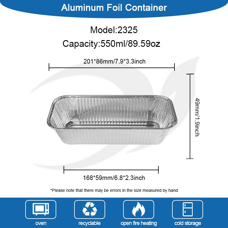 దీర్ఘచతురస్రాకార ఎయిర్ ఫ్రైయర్ టేకావే సిల్వర్ అల్యూమినియం రేకు కంటైనర్లు