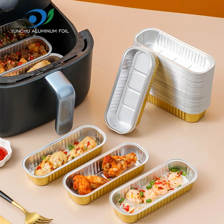 దీర్ఘచతురస్రాకార బేకింగ్ కేక్ స్మూత్వాల్ అల్యూమినియం రేకు కంటైనర్లు