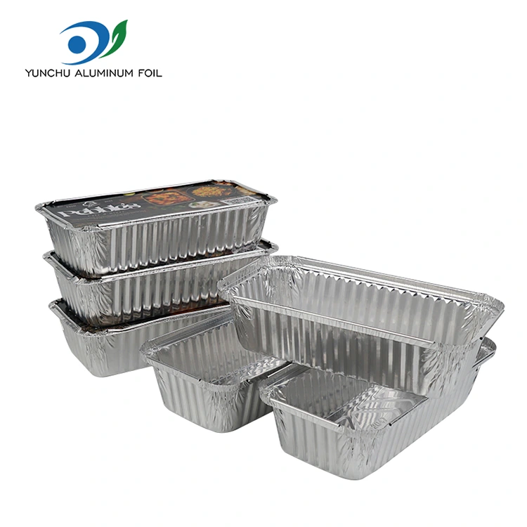 దీర్ఘచతురస్రాకార బార్బెక్యూ మందమైన వెండి అల్యూమినియం రేకు కంటైనర్లు