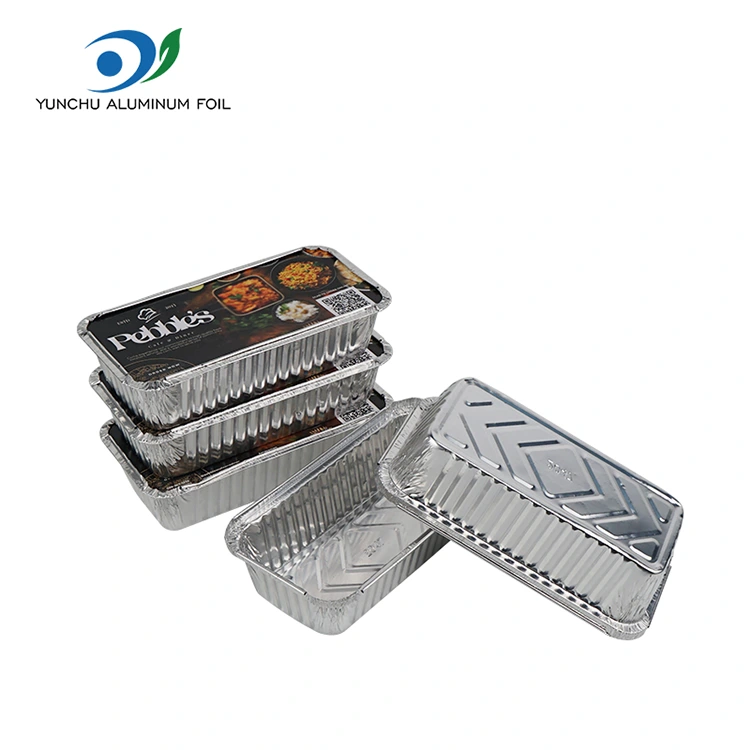 దీర్ఘచతురస్రాకార బార్బెక్యూ మందమైన వెండి అల్యూమినియం రేకు కంటైనర్లు