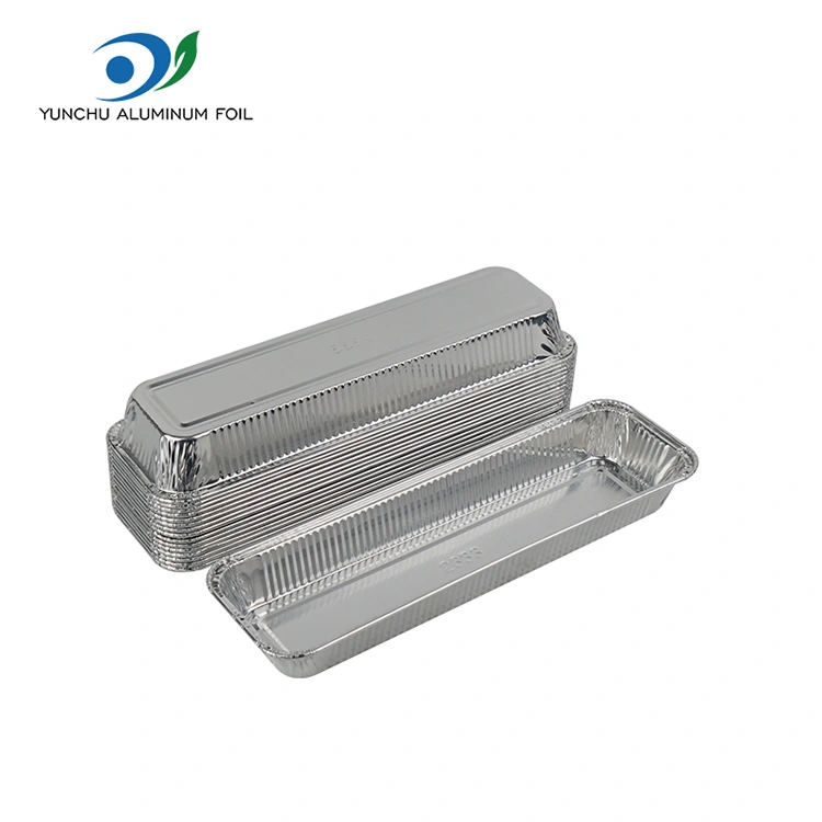 దీర్ఘచతురస్రాకార బ్రెడ్ ఎయిర్ ఫ్రైయర్ సిల్వర్ అల్యూమినియం రేకు కంటైనర్లు