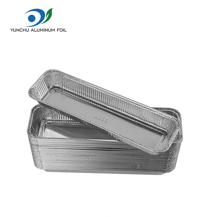 దీర్ఘచతురస్రాకార బ్రెడ్ ఎయిర్ ఫ్రైయర్ సిల్వర్ అల్యూమినియం రేకు కంటైనర్లు