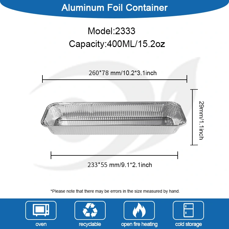 దీర్ఘచతురస్రాకార బ్రెడ్ ఎయిర్ ఫ్రైయర్ సిల్వర్ అల్యూమినియం రేకు కంటైనర్లు
