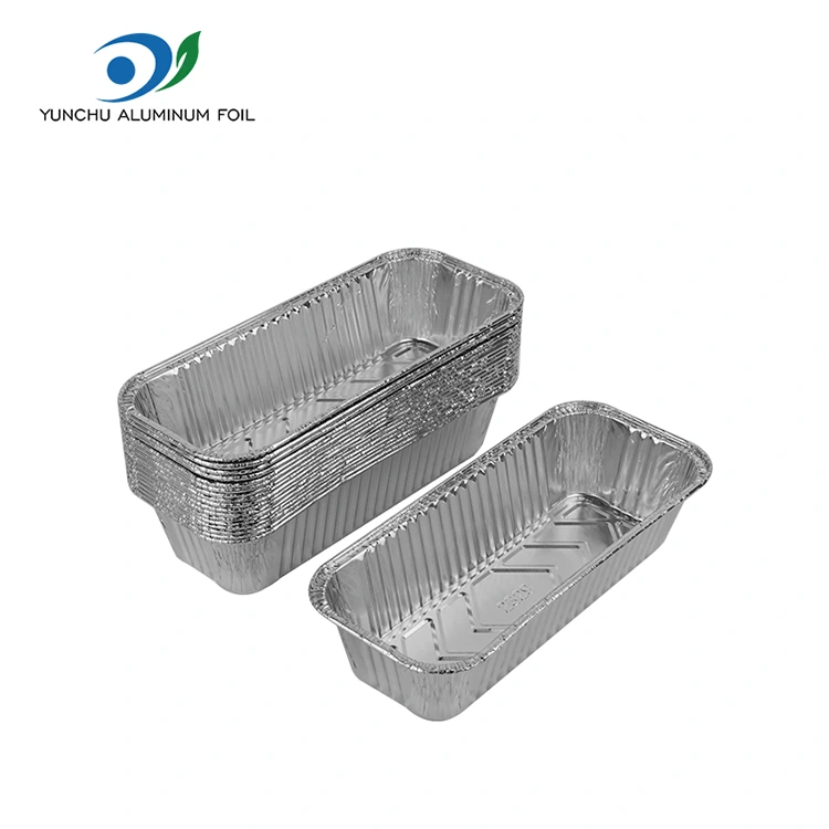 దీర్ఘచతురస్రాకార బ్రెడ్ ట్రే బేకింగ్ షీట్ సిల్వర్ అల్యూమినియం రేకు కంటైనర్లు
