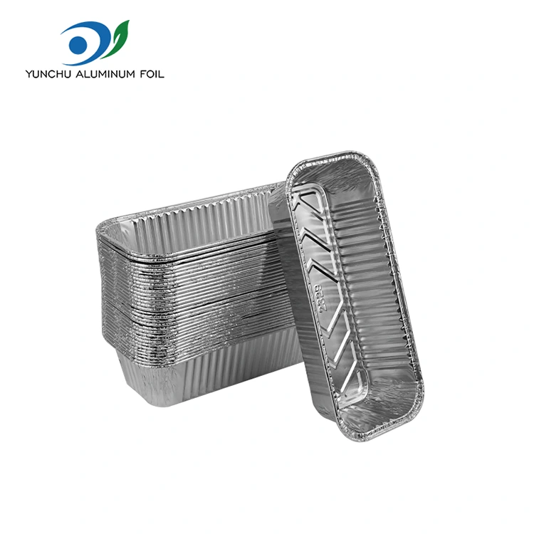 దీర్ఘచతురస్రాకార బ్రెడ్ ట్రే బేకింగ్ షీట్ సిల్వర్ అల్యూమినియం రేకు కంటైనర్లు