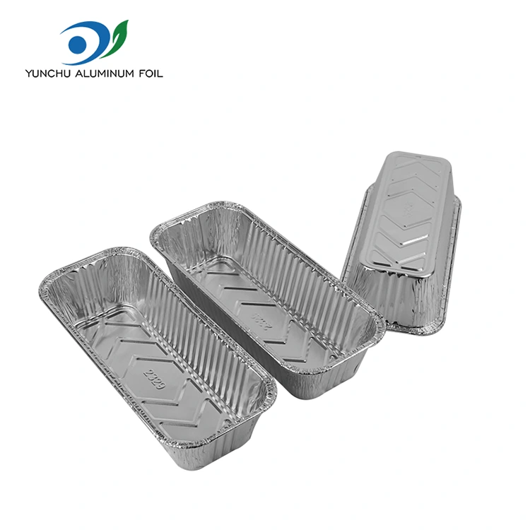 దీర్ఘచతురస్రాకార బ్రెడ్ ట్రే బేకింగ్ షీట్ సిల్వర్ అల్యూమినియం రేకు కంటైనర్లు