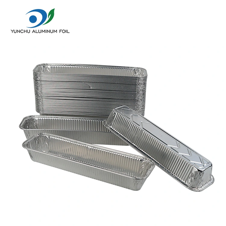 దీర్ఘచతురస్రాకార బ్రెడ్ ట్రే బేకింగ్ సిల్వర్ అల్యూమినియం రేకు కంటైనర్లు దీర్ఘచతురస్రాకార బ్రెడ్ ట్రే బేకింగ్ సిల్వర్ అల్యూమినియం రేకు కంటైనర్లు