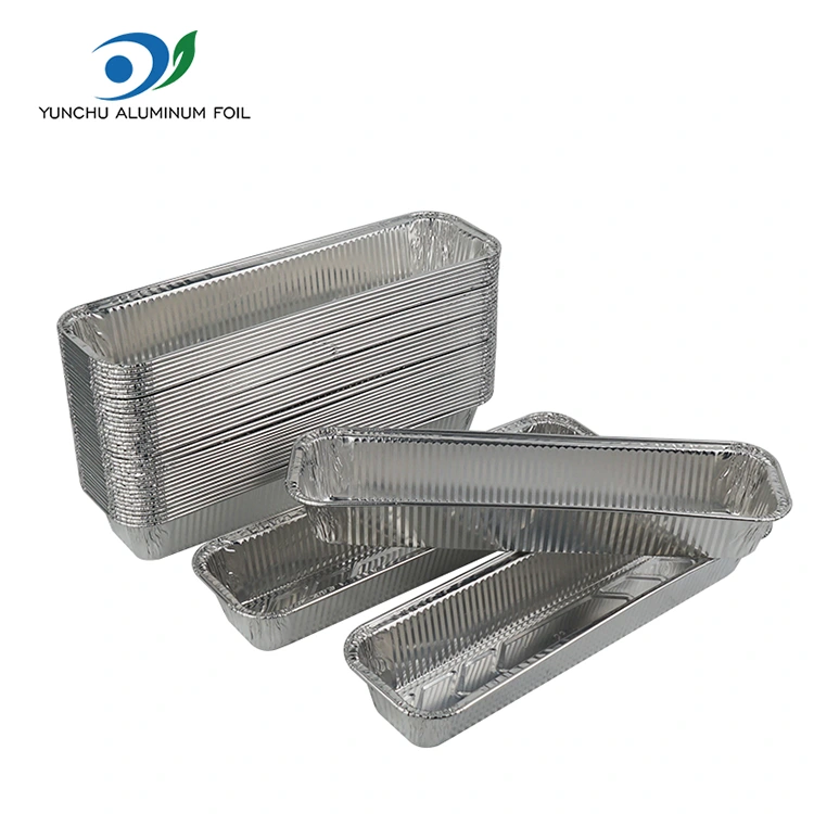 దీర్ఘచతురస్రాకార బ్రెడ్ ట్రే బేకింగ్ సిల్వర్ అల్యూమినియం రేకు కంటైనర్లు