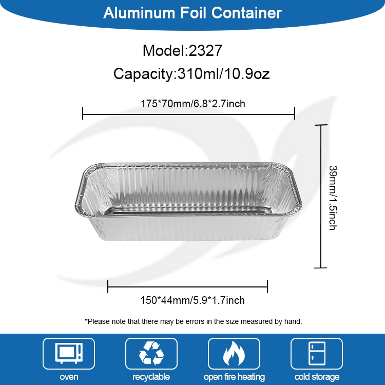 దీర్ఘచతురస్రాకార బ్రెడ్ ట్రే సిల్వర్ అల్యూమినియం రేకు కంటైనర్లు